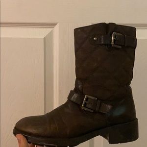 Aquatalia - Brown Quilt / Leather Moto Boot